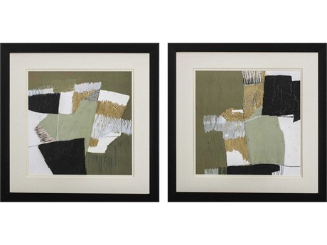 Paragon Abstract Olive Black Gold Wall Art Set of 2