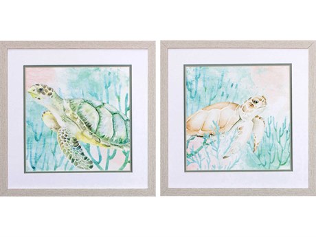 Paragon Waterside Tropical Sea Turtle Wall Art Set of 2