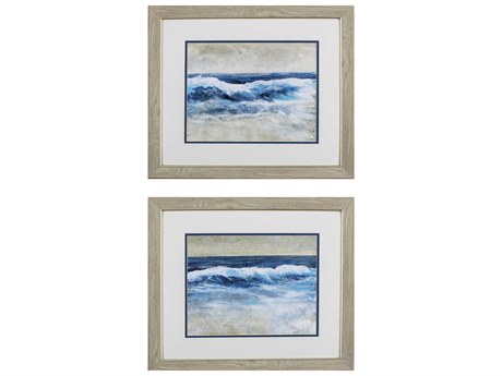 Paragon Waterside Breaking Shore Waves Wall Art Set of 2