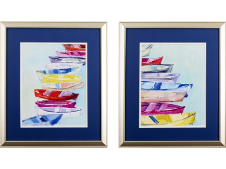 Paragon Waterside Floating Boats Wall Art Set of 2