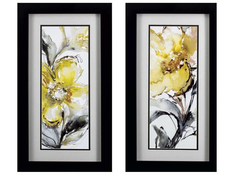 Paragon Florals Golden Flower Wall Art Set of 2