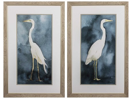 Paragon Waterside Simple Egret Wall Art Set of 2