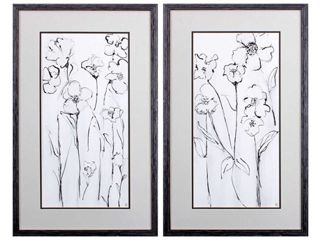 Paragon Florals Sketchy Wildflowers Wall Art Set of 2