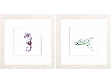 Paragon Waterside Sea Animal in Waves Wall Art Set of 2
