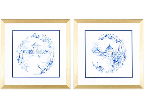 Paragon Florals Blue Garden Impress-A Wall Art Set of 2