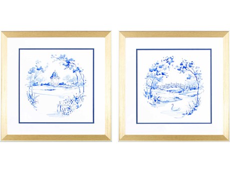 Paragon Florals Blue Garden Impress-B Wall Art Set of 2