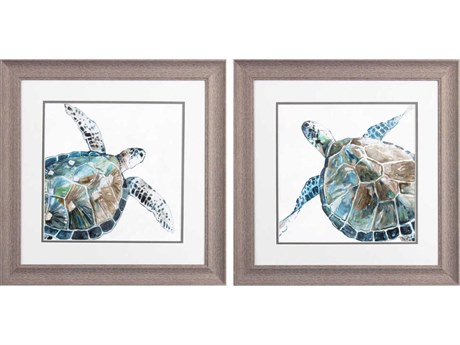 Paragon Waterside Neutral Sea Turtle Wall Art Set of 2