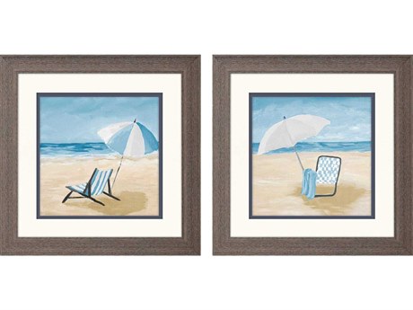 Paragon Waterside Blue Beach Wall Art Set of 2