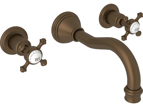 Perrin and Rowe Georgian Era English Bronze Wall Mount Lavatory Faucet Trim