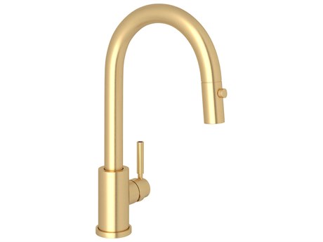 Perrin and Rowe Holborn Satin English Gold Pull-Down Bar/Food Prep Kitchen Faucet