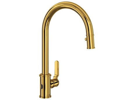 Perrin and Rowe Armstrong Unlacquered Brass Pull-Down Touchless Kitchen Faucet