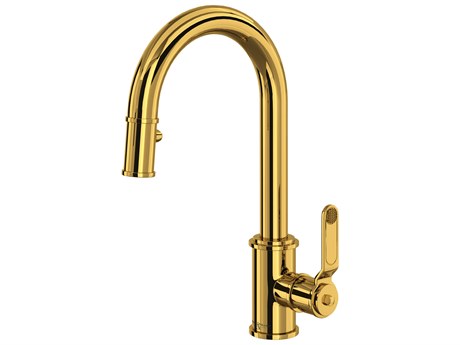 Perrin and Rowe Armstrong Unlacquered Brass Pull-Down Bar/Food Prep Kitchen Faucet