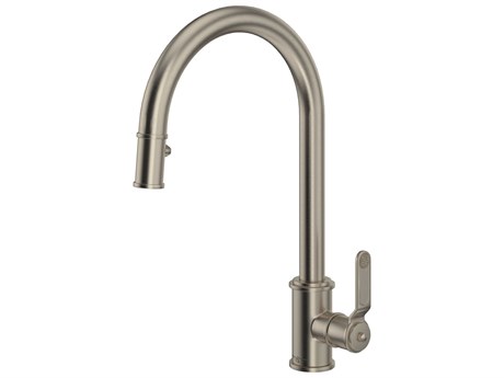 Perrin and Rowe Armstrong Satin Nickel Pull-Down Kitchen Faucet with C-Spout