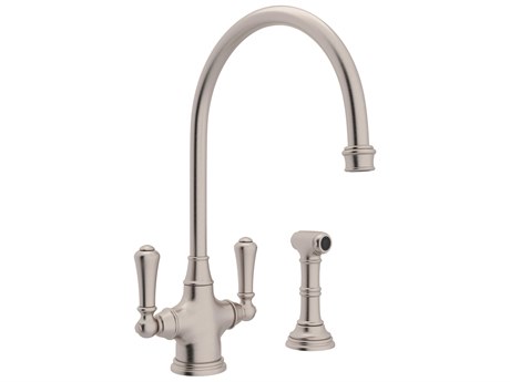 Perrin and Rowe Georgian Era Satin Nickel Two Handle Kitchen Faucet with Side Spray