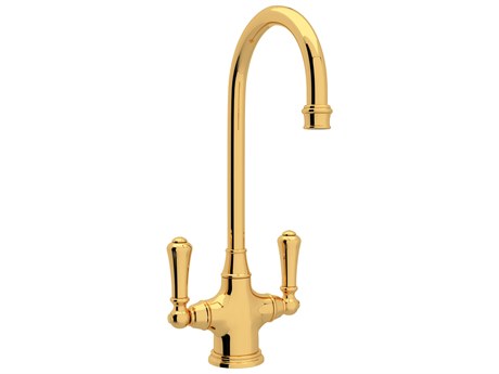 Perrin and Rowe Georgian Era English Gold Two Handle Bar/Food Prep Kitchen Faucet