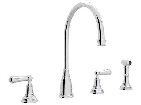 Perrin and Rowe Georgian Era Polished Chrome Two Handle Kitchen Faucet with Side Spray
