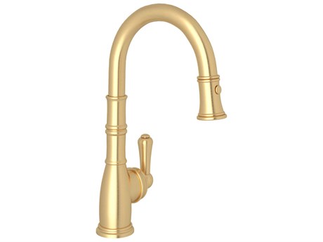 Perrin and Rowe Georgian Era English Gold Pull-Down Bar/Food Prep Kitchen Faucet
