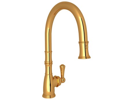 Perrin and Rowe Georgian Era English Gold Pull-Down Kitchen Faucet