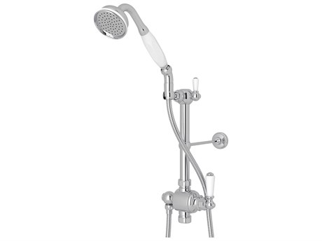 Perrin and Rowe Edwardian Polished Chrome New Style Ceramic Disc Cartridge Design Riser Diverter Set