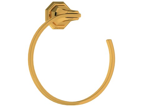 Perrin and Rowe Deco Unlacquered Brass Deco Towel Ring