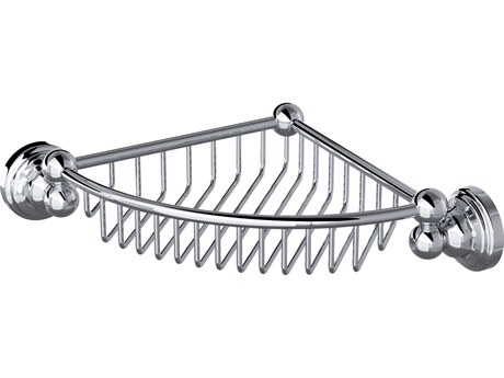 Perrin and Rowe Edwardian Polished Chrome Wall Mount Corner Basket