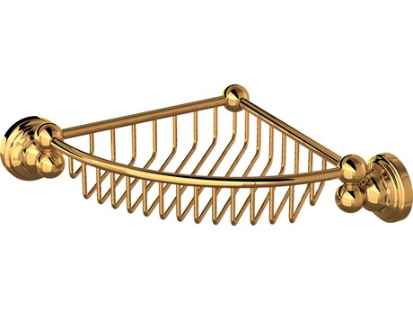 Perrin and Rowe Edwardian English Gold Wall Mount Corner Basket