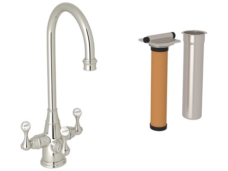 Perrin and Rowe Georgian Era Polished Nickel Three Handle Bar/Food Prep Filter Kitchen Faucet Kit