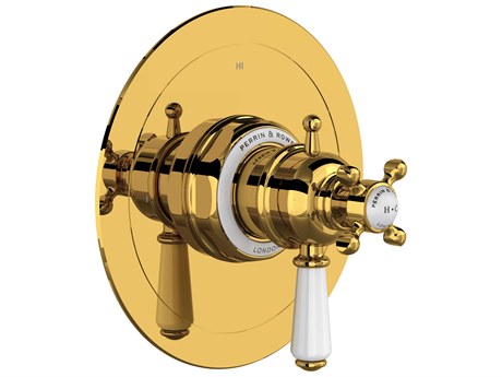 Perrin and Rowe Edwardian Unlacquered Brass Therm & Pressure Balance Trim