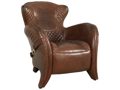 Pasargad Home Vicenza Aspen Brown Leather Accent Chair