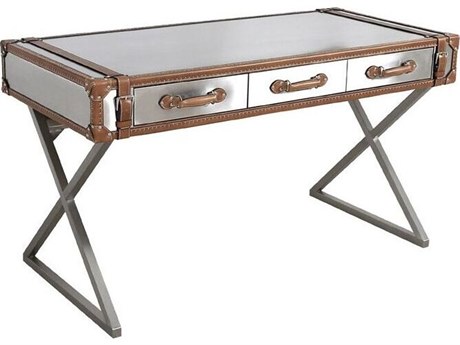 Pasargad Home Vicenza Brookline Brown Silver Writing Desk