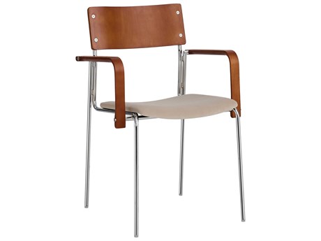 Pasargad Home Osaka Kyoto Plywood Beige Upholstered Arm Dining Chair Set of 2