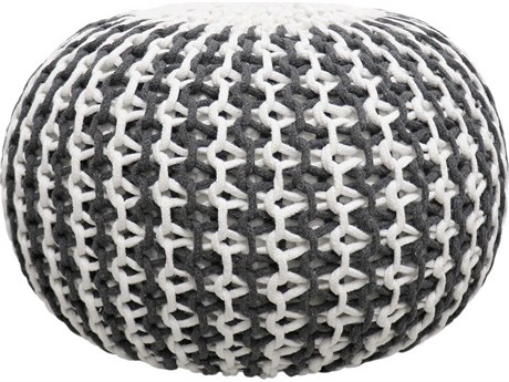 Pasargad Home Santorini Ivory Grey Upholstered Ottoman