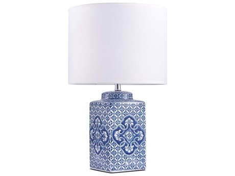 Pasargad Home Regal Margaret Ivory Blue Table Lamp
