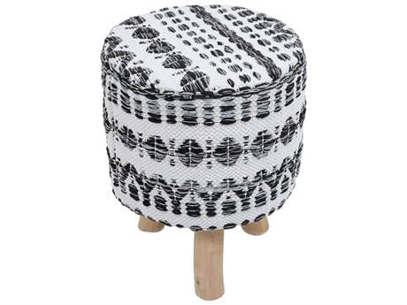 Pasargad Home Grandcanyon White Black Upholstered Accent Stool