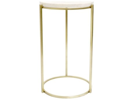 Pasargad Home Beacon Carina Round Marble White Gold End Table