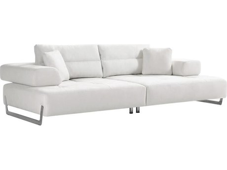 Pasargad Home Positano Ravenna White Chrome Upholstered Sofa