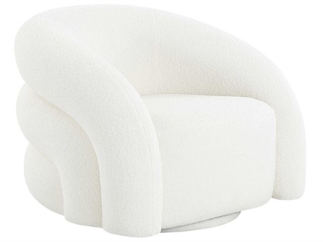 Pasargad Home Noho Azzurro Swivel White Accent Chair