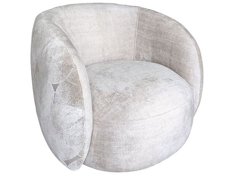 Pasargad Home Noho Napoli Swivel White Accent Chair