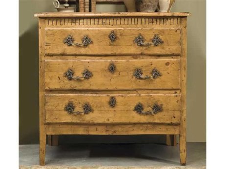 Port Eliot 3-Drawers Brown Pine Wood Dresser
