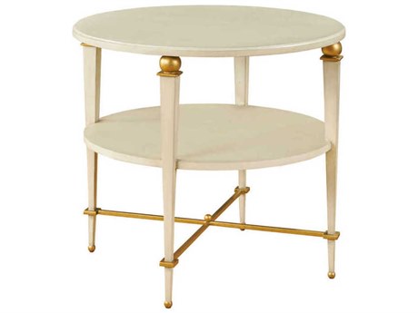 Port Eliot Round Wood Linen End Table