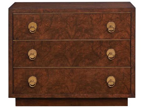 Port Eliot 3-Drawers Brown Mahogany Wood Nightstand