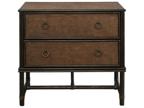 Port Eliot 2-Drawers Brown Rattan Nightstand