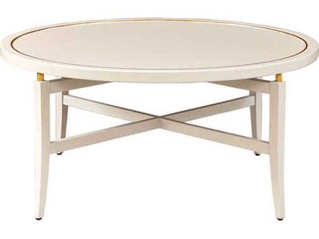 Port Eliot Round Wood White Lacquer Coffee Table
