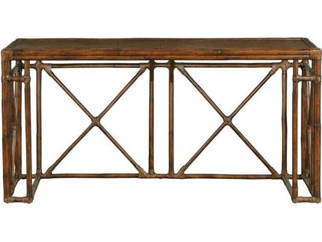 Port Eliot Rectangular Rattan Mahogany Console Table
