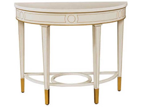 Port Eliot Demilune Wood White Lacquer Console Table