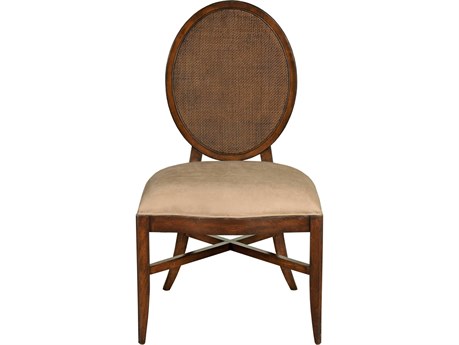 Port Eliot Oval Cane Brown Upholstered Armless Dining Chair