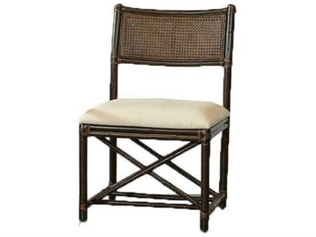 Port Eliot Bamboo Wood Brown Leather Armless Dining Chair