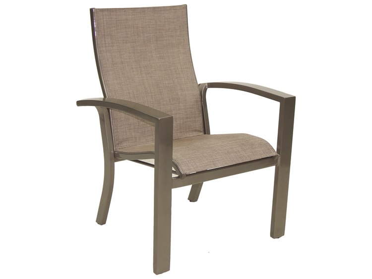 Castelle Orion Sling Dining Cast Aluminum Outdoor Patio Dining Arm Chair