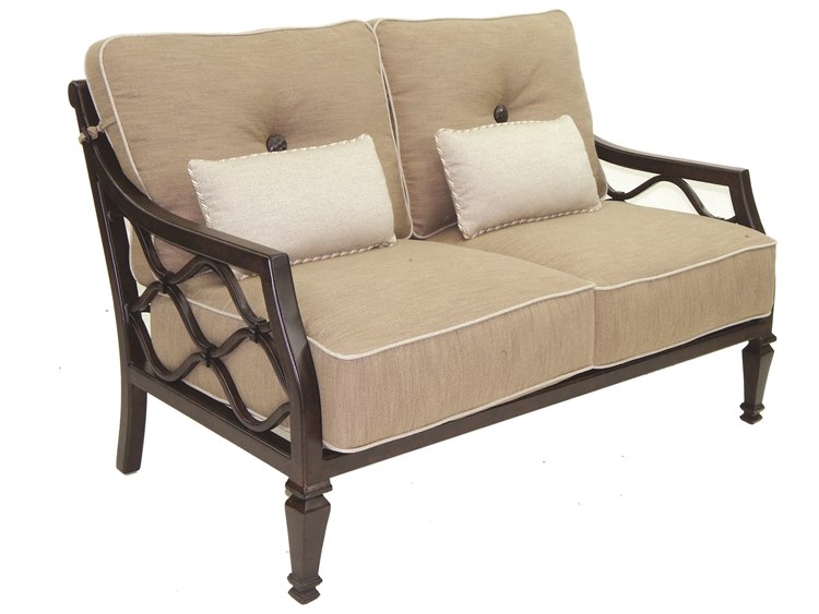 Castelle Villa Bianca Deep Seating Cast Aluminum Loveseat with Two Kidney Pillows