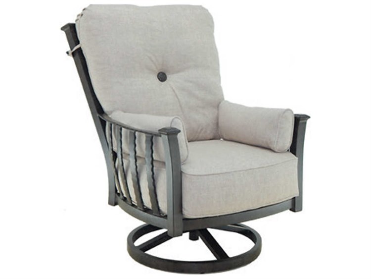 Castelle Santa Fe Deep Seating Cast Aluminum Ultra High Back Swivel Rocker Lounge Chair with Two Side Pillows